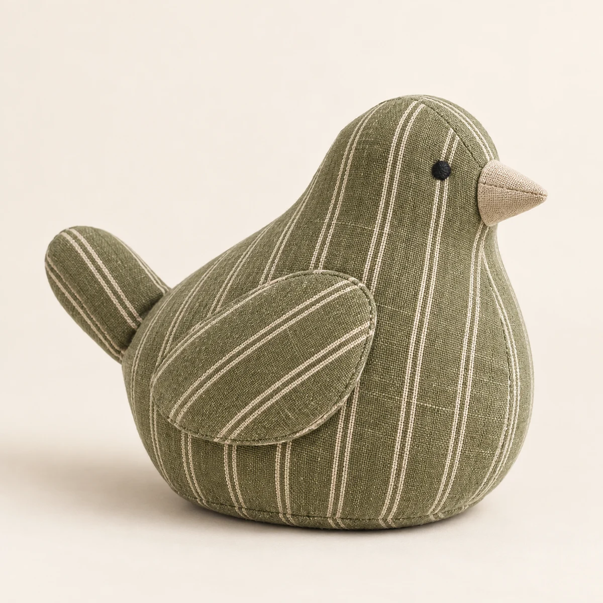 Fernside Sparrow, Olive fabric bird doorstop